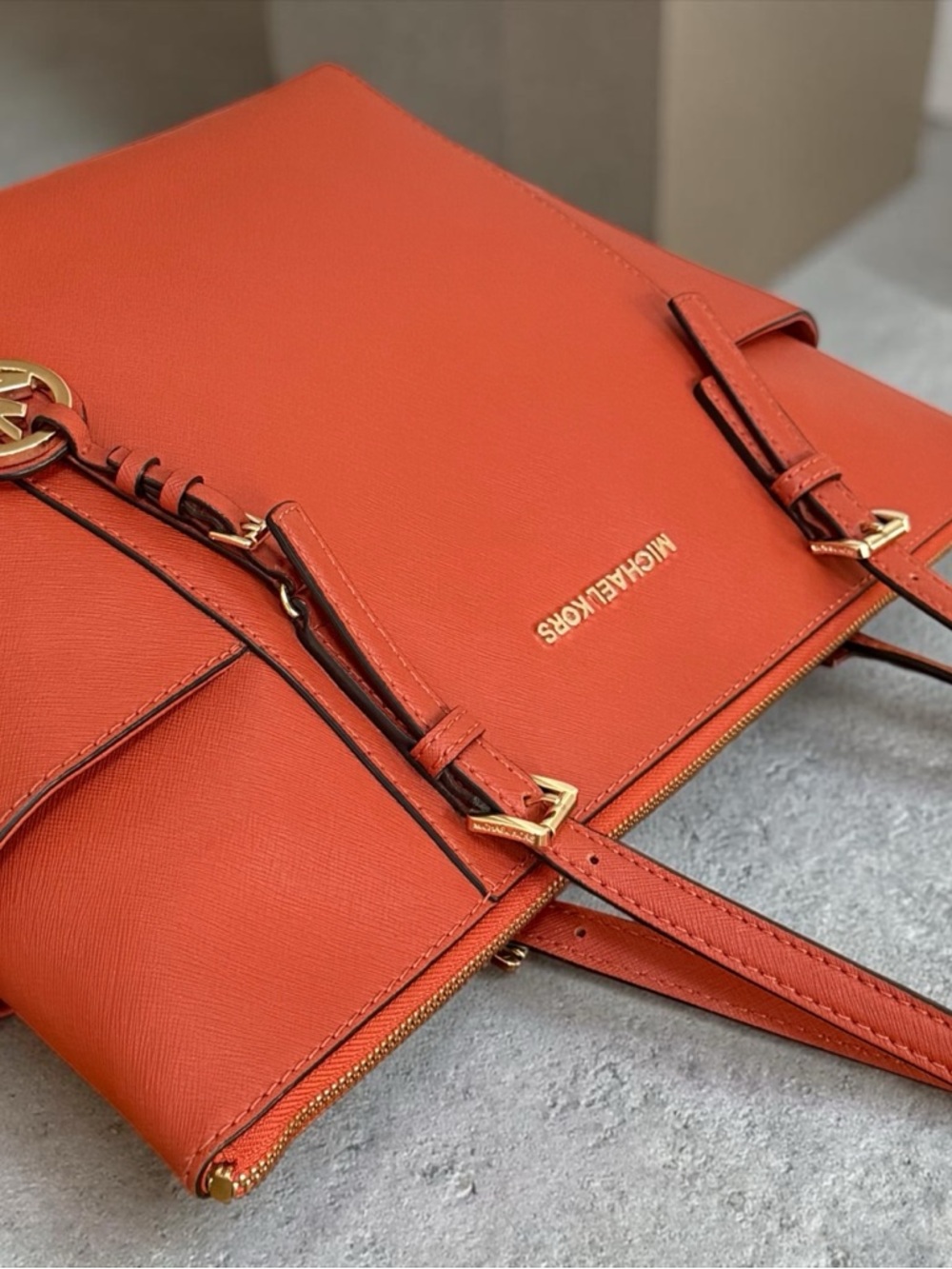 Authentic Michael Kors Burnt Orange Saffiano Leather Tote Bag! - Picture 9 of 16